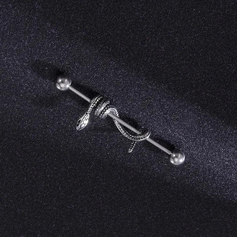 Snake Industrial Earrings – Bold, Edgy & Unique Statement Piece