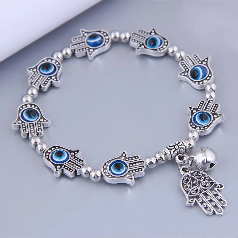 Intricate Silvery Hamsa Handchain - Symbol of Protection & Good Luck