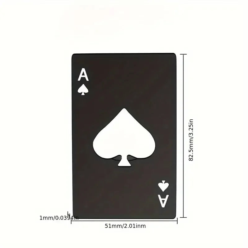 Aluminum Ace of Spades Bottle Opener - Playing Card Design - Compact & Durable