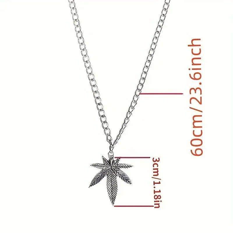 Stainless Steel Weed Leaf Necklace – Bold & Stylish Statement Piece