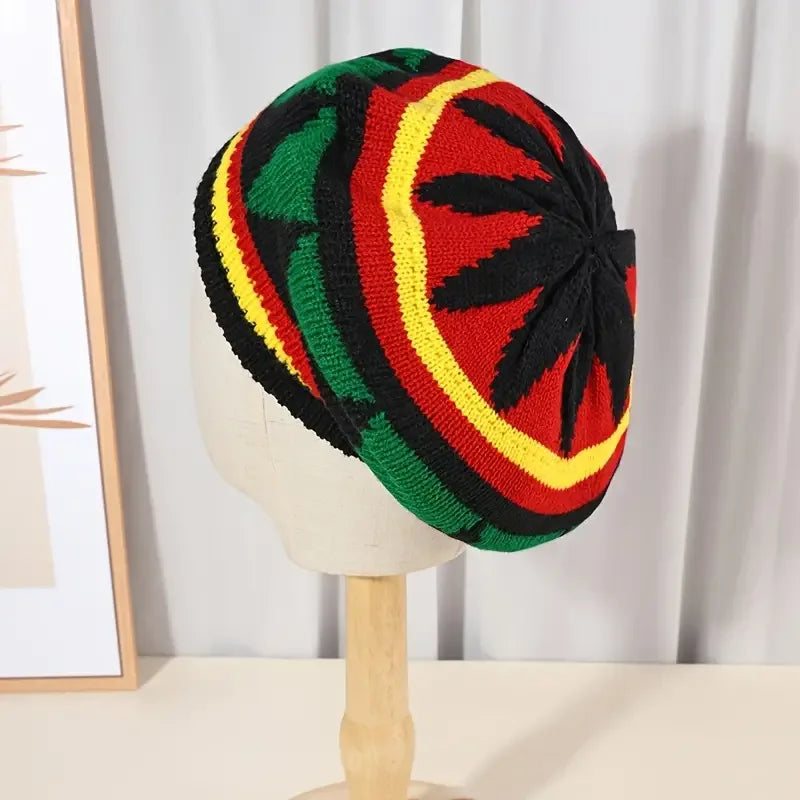 Rasta Knitted Beanie – Warm & Stylish Polyester Hat for a Classic Reggae Look