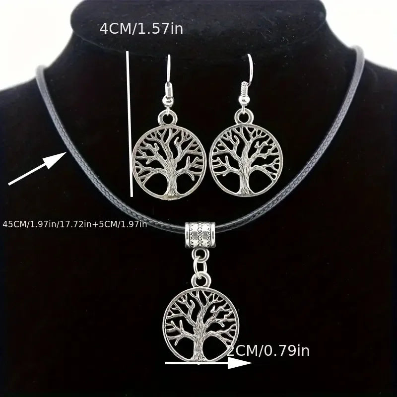 Tree of Life Pendant Necklace & Earrings Set