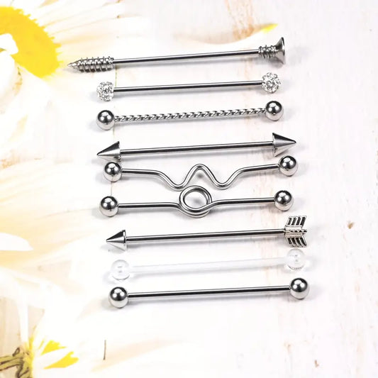 Assorted Stainless Steel Industrial Earrings - Bold & Versatile Styles
