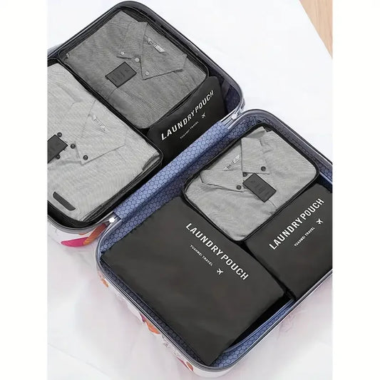 6-Piece Travel Storage Bag Set – Large Nylon & Mesh Organizers with zips