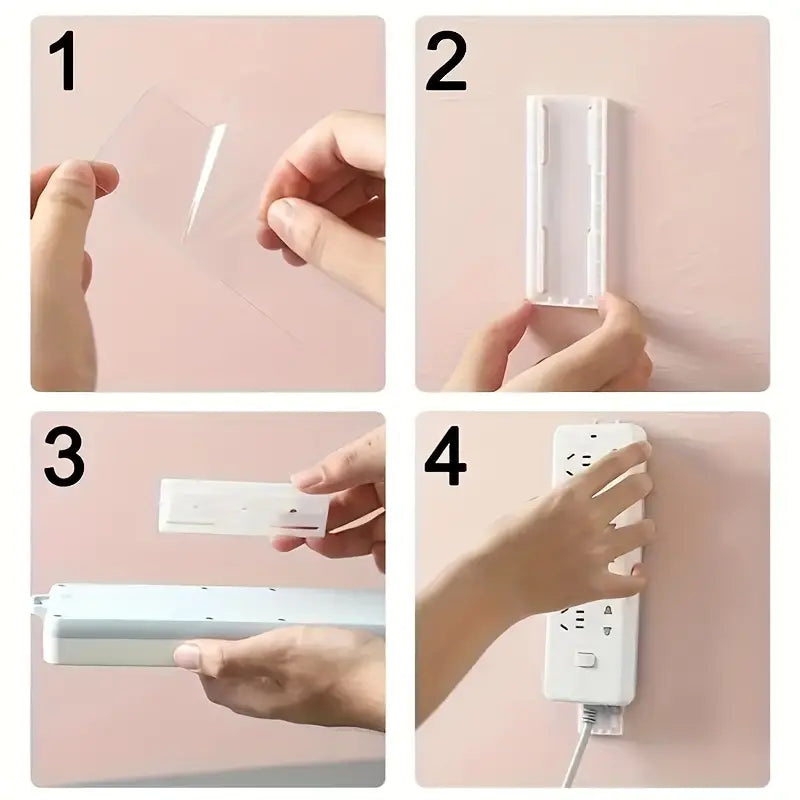 Self-Adhesive Wall-Mounted Multi Plug Holder – Slide-In Design for Easy Organization