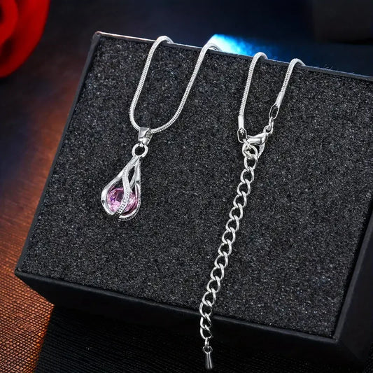 Zirconia Crystal Necklace & Earrings Set – Chic Sparkle for Any Occasion