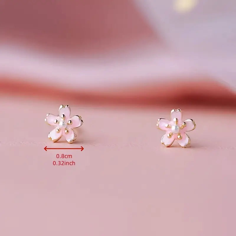 Pair of Pink Flower Earrings – Cute & Simple Design, Perfect for Daily Wear & Gifting