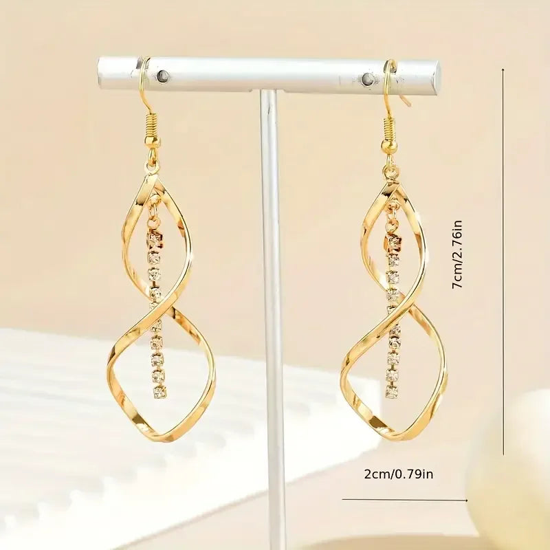 Gold-Tone Teardrop Dangle Earrings – Elegant Eternal Love Design
