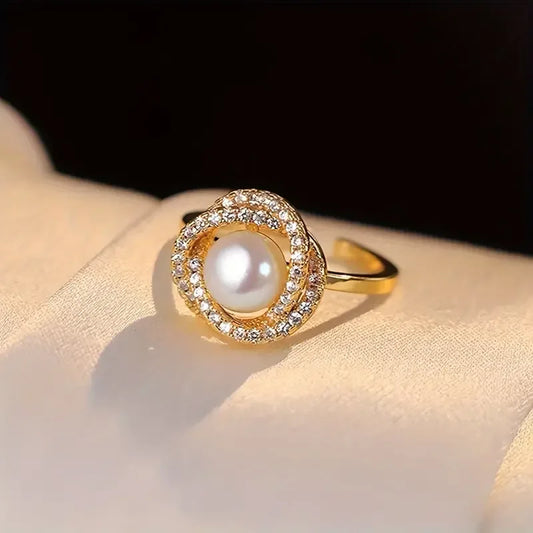 Vintage-Inspired 4-Piece Jewelry Set – Elegant Faux Pearl & Sparkling Rhinestones