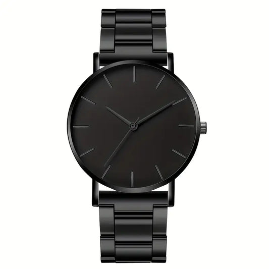 Men’s Stainless Steel Quartz Watch – Classic Round Dial & Precise Timekeeping