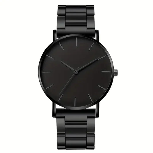 Men’s Stainless Steel Quartz Watch – Classic Round Dial & Precise Timekeeping