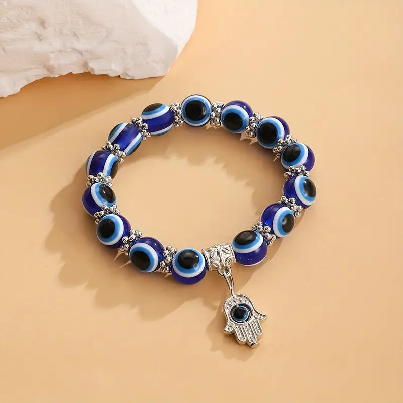 Hamsa Hand Evil Eye Bracelet - Protective Amulet Jewelry