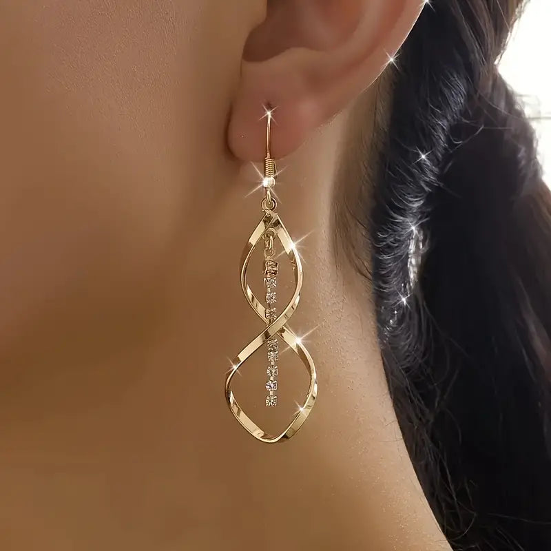 Gold-Tone Teardrop Dangle Earrings – Elegant Eternal Love Design