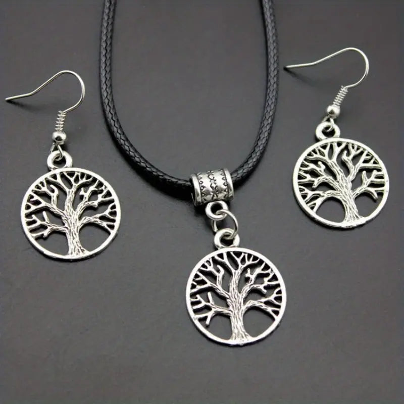 Tree of Life Pendant Necklace & Earrings Set