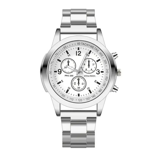 Stainless Steel Quartz Watch – Classic Business Style with Durable Zinc Alloy Case