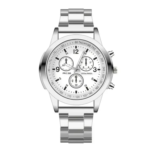 Stainless Steel Quartz Watch – Classic Business Style with Durable Zinc Alloy Case