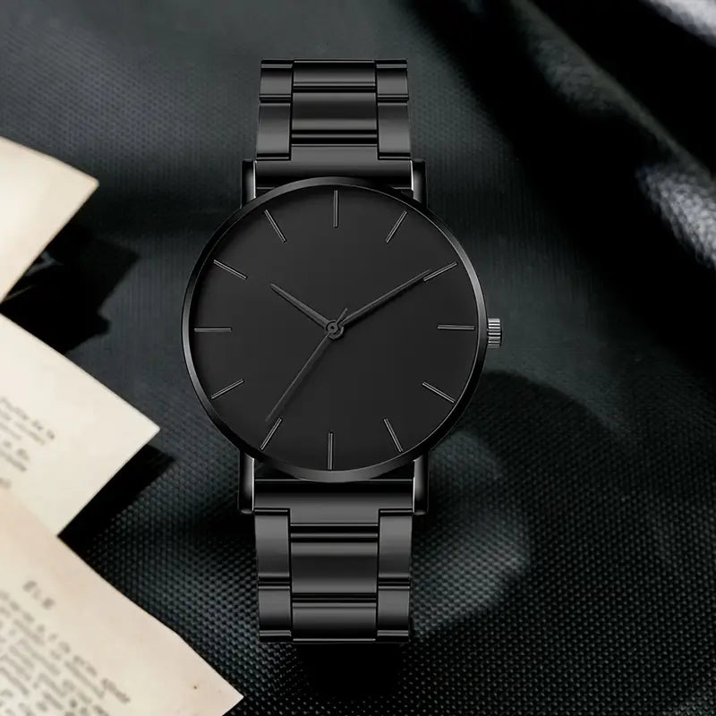 Men’s Stainless Steel Quartz Watch – Classic Round Dial & Precise Timekeeping