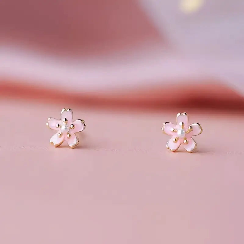 Pair of Pink Flower Earrings – Cute & Simple Design, Perfect for Daily Wear & Gifting
