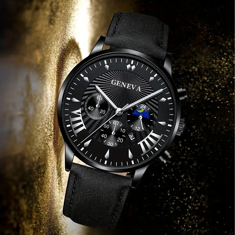2pc Men's Fashion Quartz Watch - Includes Braided Bracelet - Business & Casual Wear
