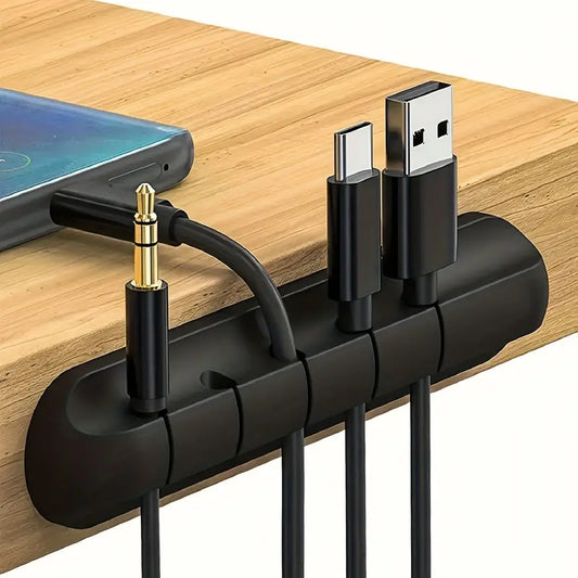 5-Slot Cable Organizer – Desk Cord Management Solution for a Tidy Setup