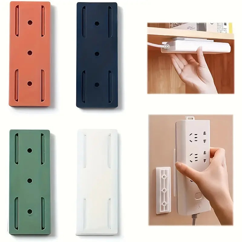 Self-Adhesive Wall-Mounted Multi Plug Holder – Slide-In Design for Easy Organization