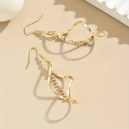 Gold-Tone Teardrop Dangle Earrings – Elegant Eternal Love Design