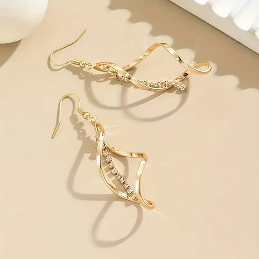 Gold-Tone Teardrop Dangle Earrings – Elegant Eternal Love Design