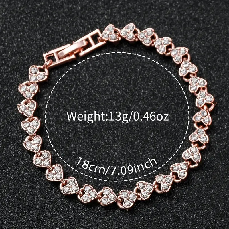 Heart-Shaped Rhinestone Bracelet & Butterfly Watch Set - Elegant & Sparkling- Perfect For Her