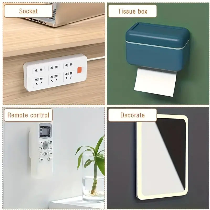 Self-Adhesive Wall-Mounted Multi Plug Holder – Slide-In Design for Easy Organization