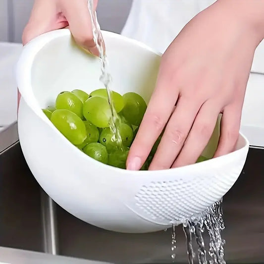 Multipurpose Washing & Straining Bowl – Easy Water Drain for Grains, Veggies & More