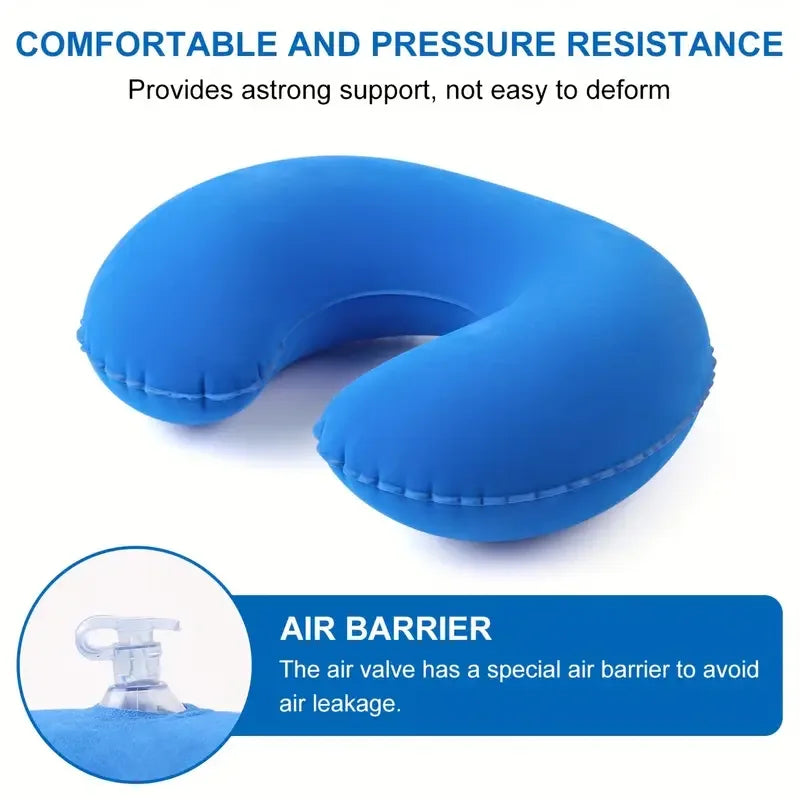 Inflatable Travel Neck Pillow: Compact, Soft & Portable Head Support for Airplanes