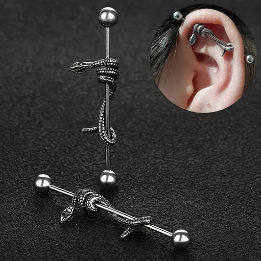 Snake Industrial Earrings – Bold, Edgy & Unique Statement Piece