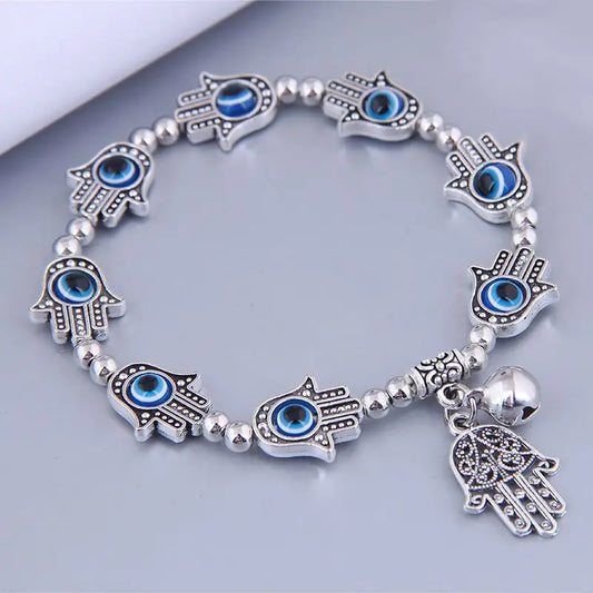Intricate Silvery Hamsa Handchain - Symbol of Protection & Good Luck