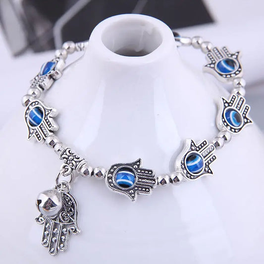 Intricate Silvery Hamsa Handchain - Symbol of Protection & Good Luck