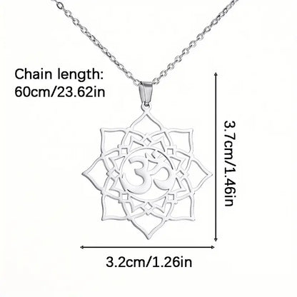 Stainless Steel Om Lotus Pendant Necklace – Spiritual Jewelry for Yoga & Meditation Enthusiasts