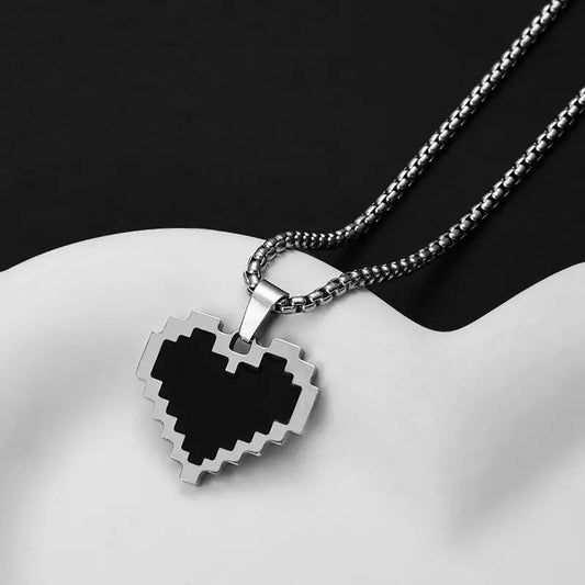 Creative Pixelated Heart Pendant - Trendy Streetwear Jewelry
