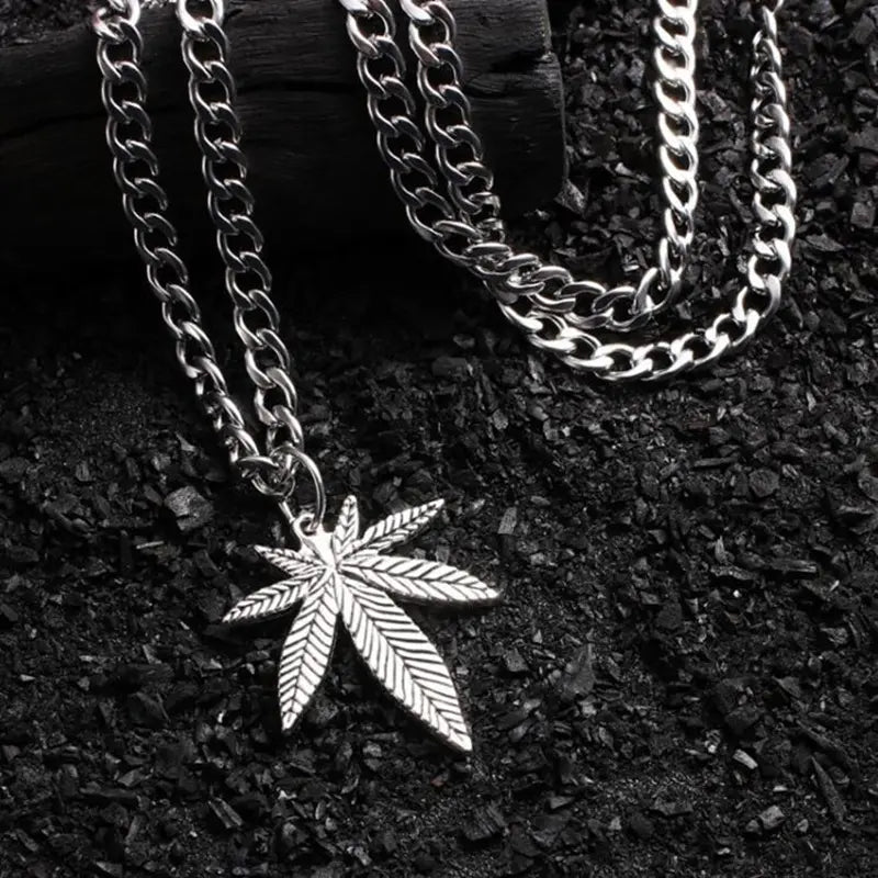 Stainless Steel Weed Leaf Necklace – Bold & Stylish Statement Piece
