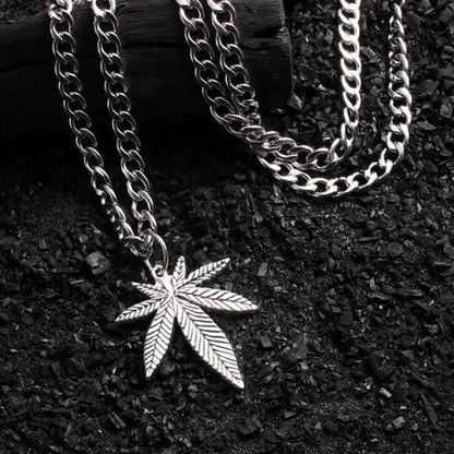 Stainless Steel Weed Leaf Necklace – Bold & Stylish Statement Piece