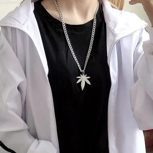 Stainless Steel Weed Leaf Necklace – Bold & Stylish Statement Piece