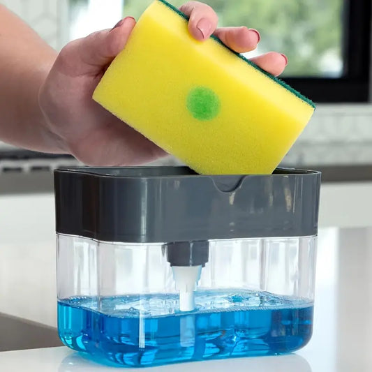 *COMBO DEAL* Dishwashing Soap Dispenser + 6 Free Sponges - Convenient and Mess-Free