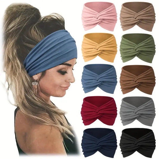 Soft & Stretchy Wide Headbands – Bohemian Knotted Hair Wraps for Comfort & Style