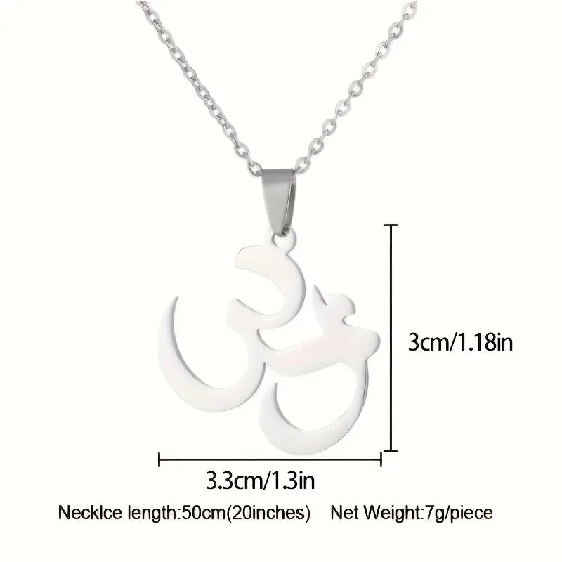 Stainless Steel Om Pendant Necklace – Yoga & Spiritual Chain for Daily Wear