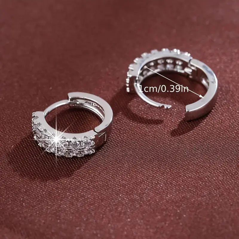 18K Gold-Plated Double Row Hoop Earrings – Copper Base, Zirconia Embellished Available in Gold & Silver