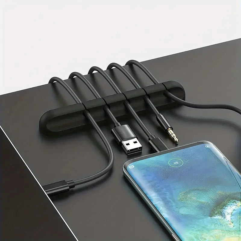 5-Slot Cable Organizer – Desk Cord Management Solution for a Tidy Setup