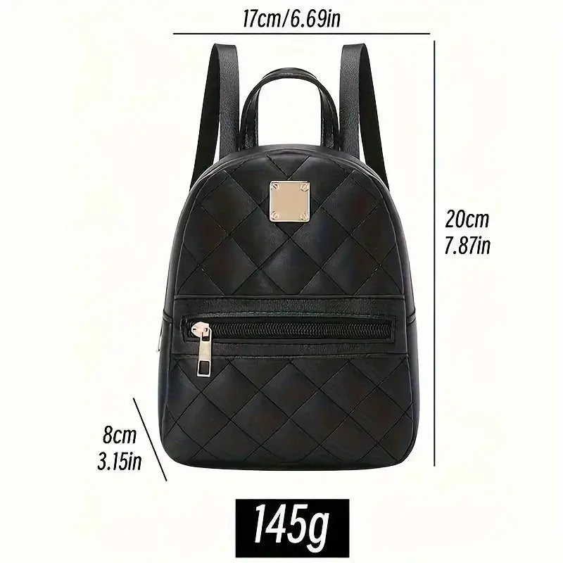 Chic Mini Backpack with Patterned Design & Gold Accent Details – Compact and Fashion-Forward