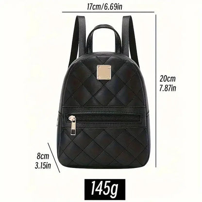 Chic Mini Backpack with Patterned Design & Gold Accent Details – Compact and Fashion-Forward