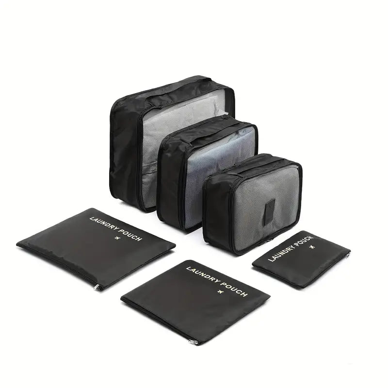 6-Piece Travel Storage Bag Set – Large Nylon & Mesh Organizers with zips