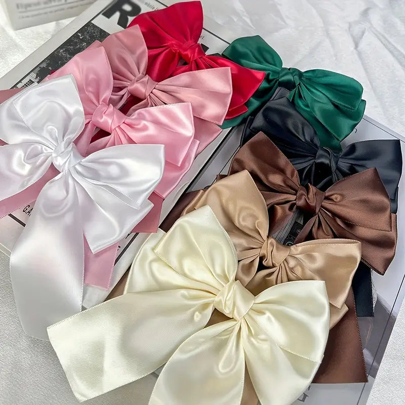 Satin Bow Hair Clips – Classic Ribbon Barrettes for Stylish Hair Styling