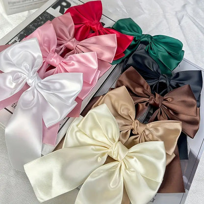 Satin Bow Hair Clips – Classic Ribbon Barrettes for Stylish Hair Styling