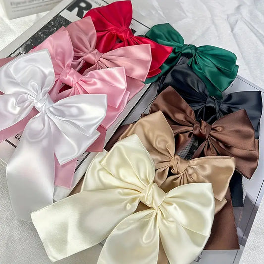 Satin Bow Hair Clips – Classic Ribbon Barrettes for Stylish Hair Styling